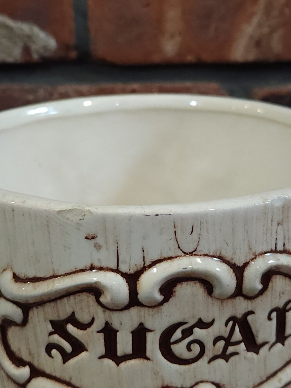 Vintage Treasure Craft Ceramic Wood Grain Apple Sugar Canister Cottagecore Retro - Picture 14 of 14
